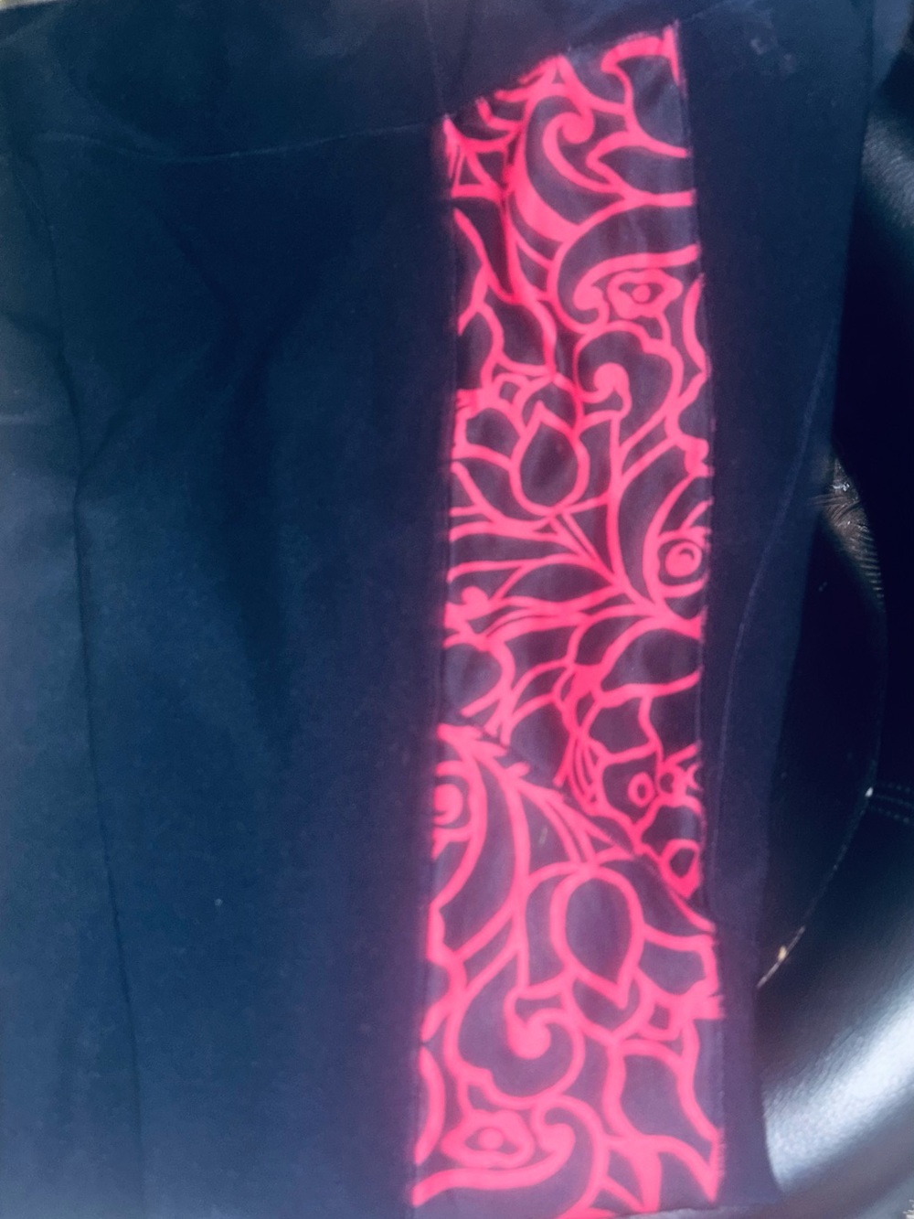 Talbots Black Leggings with Pink Floral Side Panel